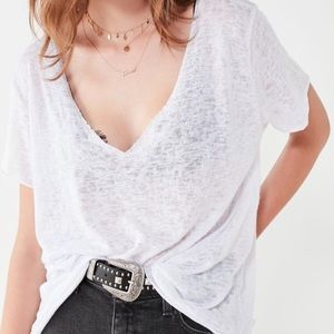 Textured v-neck t